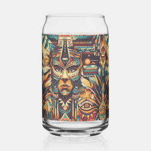 Aantrekkelijk Blauw "Meso-Amerikaans Motief" Drink Blikvorm Glas