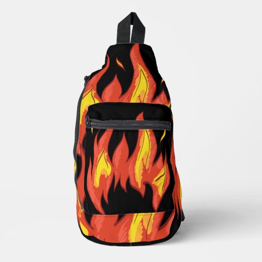 Aantrekkelijk contrastvuurpatroon Modern zwart Sling Bag (Voorkant)