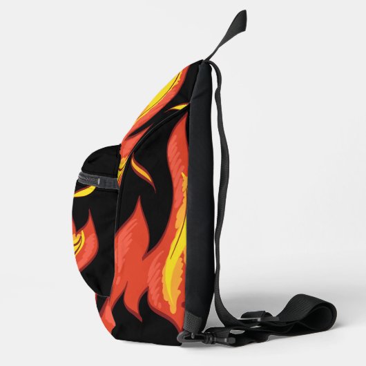 Aantrekkelijk contrastvuurpatroon Modern zwart Sling Bag (Rechts)