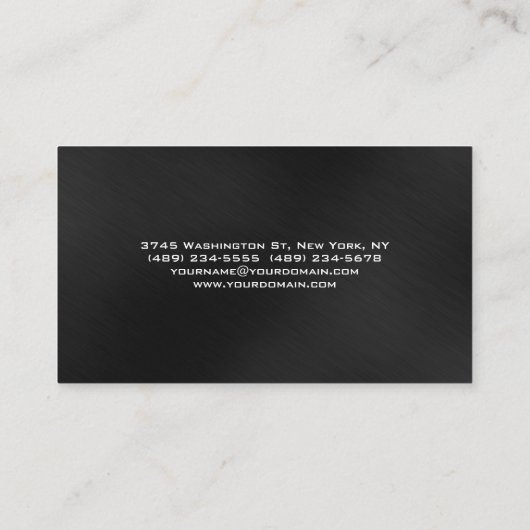 aantrekkelijk donkergrijs stijlvol, modern minimal visitekaartje (Achterkant)