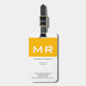 Aantrekkelijk geel monogram wit bagagelabel (Voorkant verticaal)