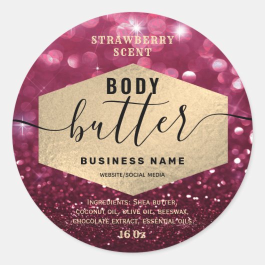 Aantrekkelijk glinsterend script body butter label (Voorkant)