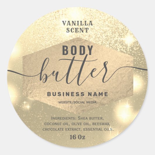 Aantrekkelijk glinsterend script body butter label (Voorkant)