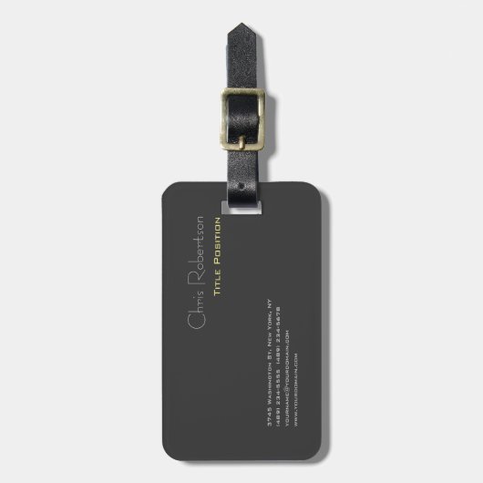 Aantrekkelijk grijs geel chique scherp modern bagagelabel (Voorkant verticaal)