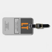 Aantrekkelijk grijs monogram bagagelabel (Voorkant horizontaal)