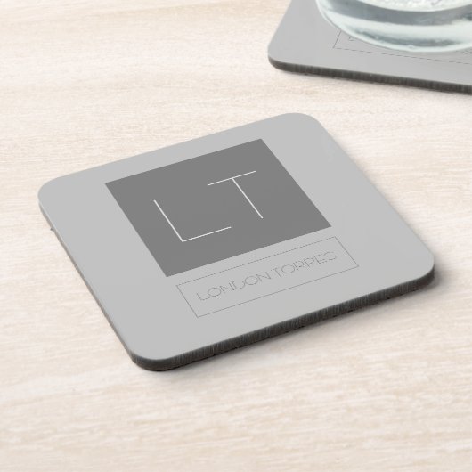 Aantrekkelijk grijs monogram bier onderzetter (Linkerzijde)