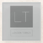 Aantrekkelijk grijs monogram glazen onderzetter (Voorkant)