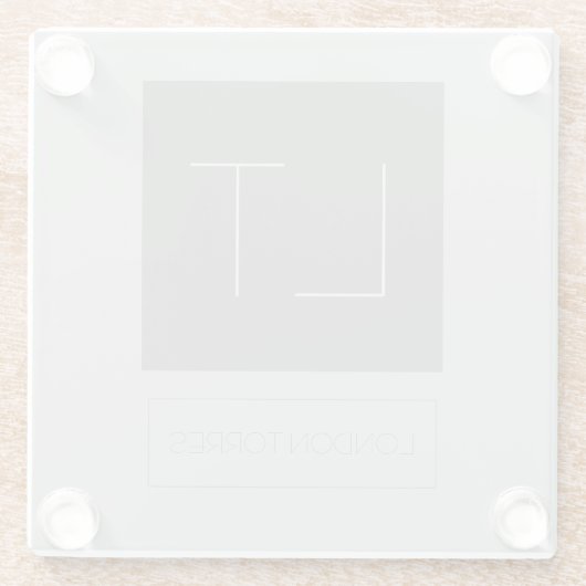 Aantrekkelijk grijs monogram glazen onderzetter (Achterkant)