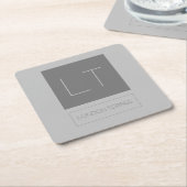 Aantrekkelijk grijs monogram kartonnen onderzetters (Schuin)