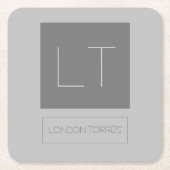 Aantrekkelijk grijs monogram kartonnen onderzetters (Voorkant)