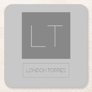 Aantrekkelijk grijs monogram kartonnen onderzetters