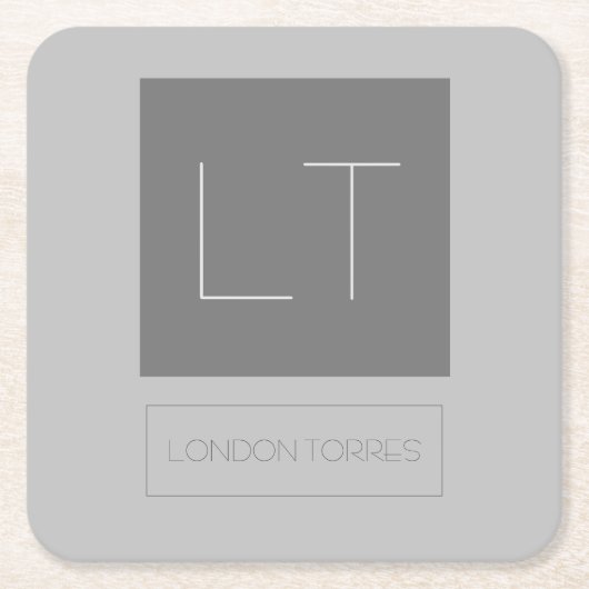 Aantrekkelijk grijs monogram kartonnen onderzetters (Voorkant)