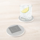 Aantrekkelijk grijs monogram zandsteen onderzetter (Zijkant)