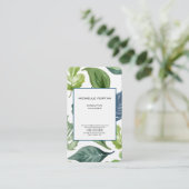 Aantrekkelijk groen Modern minimalistisch chic lin Visitekaartje (Staand voorkant)