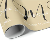 Aantrekkelijk kalligrafie monogram bruiloft cadeaupapier (Rol Hoek)