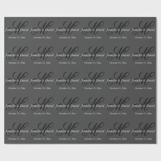 Aantrekkelijk kalligrafie monogram bruiloft cadeaupapier (Vlak)