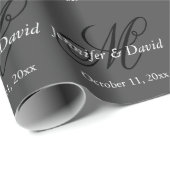 Aantrekkelijk kalligrafie monogram bruiloft  cadeaupapier (Rol Hoek)