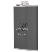 Aantrekkelijk kalligrafie monogram trouwen heupfles (Links)