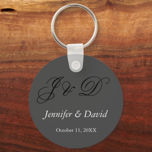 Aantrekkelijk kalligrafie-script monogram bruiloft sleutelhanger (Voorkant)