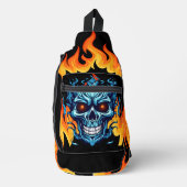 Aantrekkelijk levendig eng monster Blauw rood vuur Sling Bag (Voorkant)