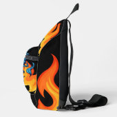 Aantrekkelijk levendig eng monster Blauw rood vuur Sling Bag (Rechts)