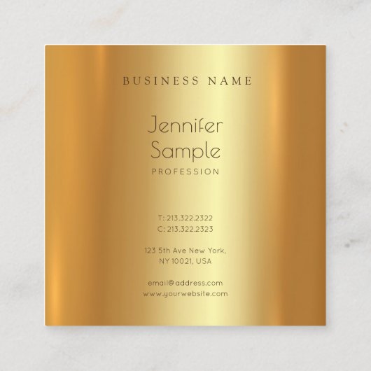 Aantrekkelijk modern elegant gouddesign Unieke bas Vierkante Visitekaartje (Achterkant)