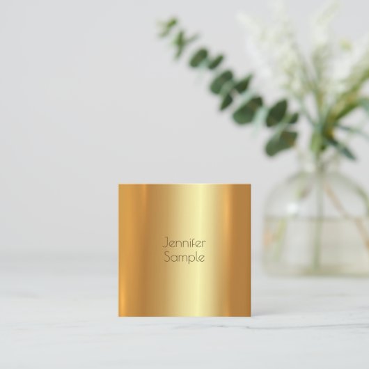 Aantrekkelijk modern elegant gouddesign Unieke bas Vierkante Visitekaartje (Staand voorkant)