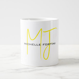 Aantrekkelijk Monogram Geel Wit Modern Minimalist Grote Koffiekop