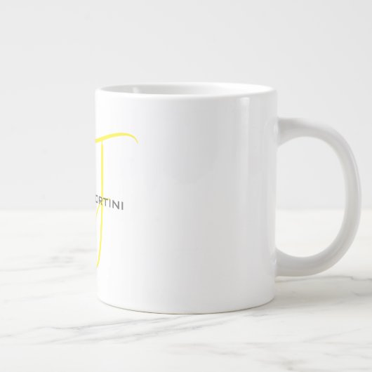 Aantrekkelijk Monogram Geel Wit Modern Minimalist Grote Koffiekop (Rechts)