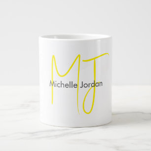 Aantrekkelijk Monogram Geel Wit Modern Minimalist Grote Koffiekop