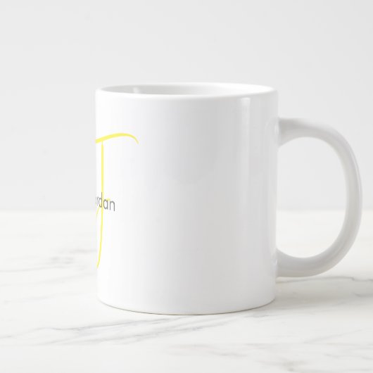Aantrekkelijk Monogram Geel Wit Modern Minimalist Grote Koffiekop (Rechts)