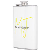 Aantrekkelijk Monogram Geel Wit Modern Minimalist Heupfles (Links)