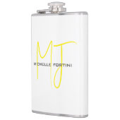 Aantrekkelijk Monogram Geel Wit Modern Minimalist Heupfles (Links)
