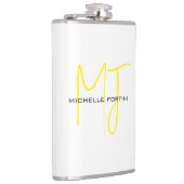 Aantrekkelijk Monogram Geel Wit Modern Minimalist Heupfles (Rechts)