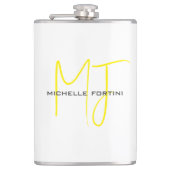 Aantrekkelijk Monogram Geel Wit Modern Minimalist Heupfles (Voorkant)