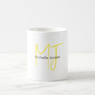 Aantrekkelijk Monogram Geel Wit Modern Minimalist Koffiemok