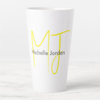 Aantrekkelijk Monogram Geel Wit Modern Minimalist