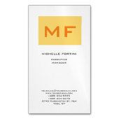 Aantrekkelijk Monogram Geel Wit Modern Minimalist Magnetisch Visitekaartje (Voorkant Verticaal)