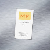 Aantrekkelijk Monogram Geel Wit Modern Minimalist Magnetisch Visitekaartje (Voorbeeld)