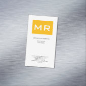 Aantrekkelijk Monogram Geel Wit Modern Minimalist Magnetisch Visitekaartje (Voorbeeld)