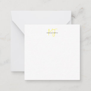 Aantrekkelijk Monogram Geel Wit Modern Minimalist Notitiekaartje