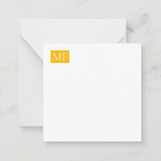 Aantrekkelijk Monogram Geel Wit Modern Minimalist Notitiekaartje (Voorkant)