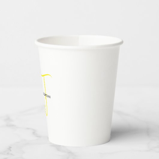 Aantrekkelijk Monogram Geel Wit Modern Minimalist Papieren Bekers (Links)