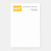 Aantrekkelijk Monogram Geel Wit Modern Minimalist Post-it® Notes (Voorkant)