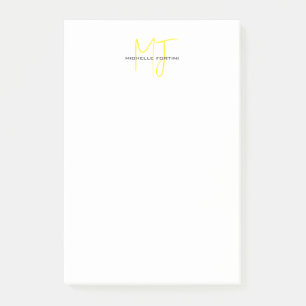 Aantrekkelijk Monogram Geel Wit Modern Minimalist Post-it® Notes