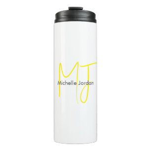 Aantrekkelijk Monogram Geel Wit Modern Minimalist Thermosbeker