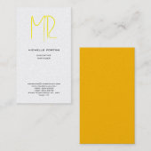 Aantrekkelijk Monogram Geel Wit Modern Minimalist Visitekaartje (Voorkant / Achterkant)