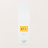 Aantrekkelijk Monogram Geel Wit Modern Minimalist Visitekaartje (Buitenkant ongevouwen)