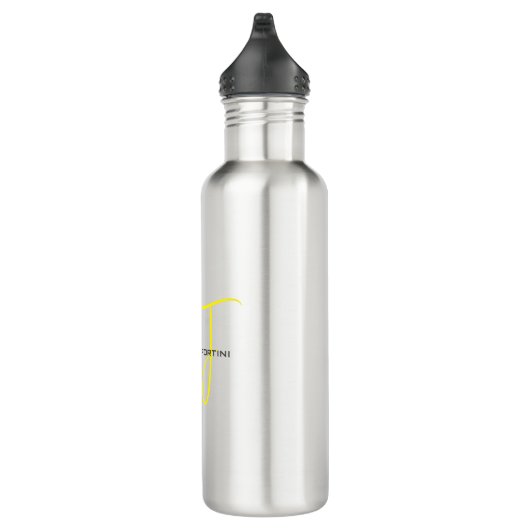Aantrekkelijk Monogram Geel Wit Modern Minimalist Waterfles (Rechts)