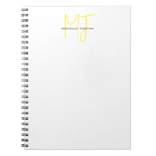 Aantrekkelijk Monogram Geel Wit Modern Minimalisti Notitieboek